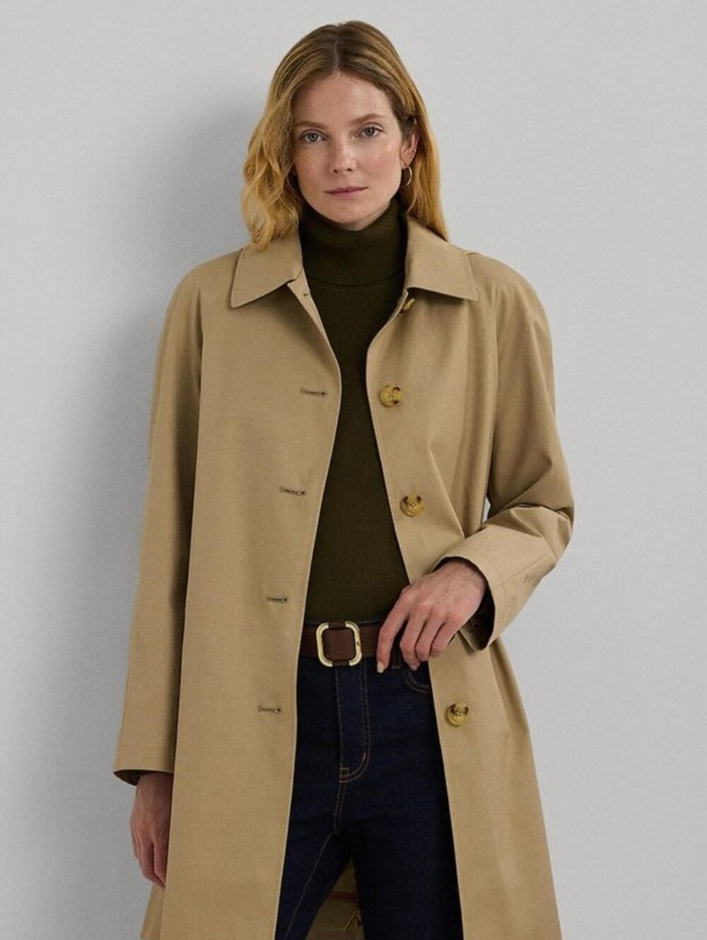 Lauren Ralph Lauren Trench Coat Birch Tan Relaxed Fit Classic Chic XS